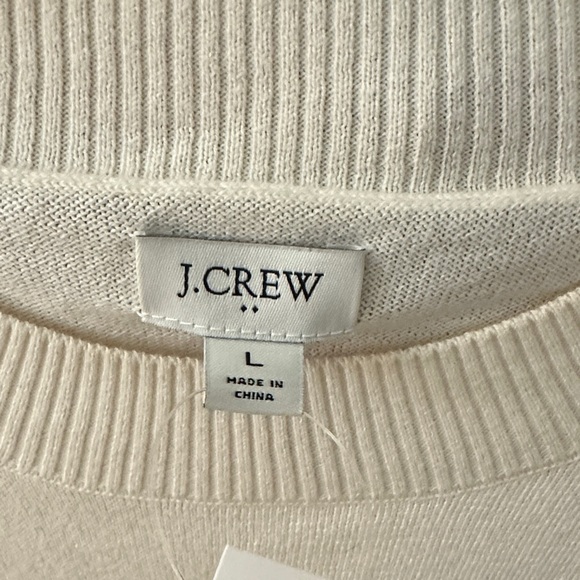 J. Crew Cream and Navy Striped Sweater with Red Heart NWT Large - Picture 3 of 5